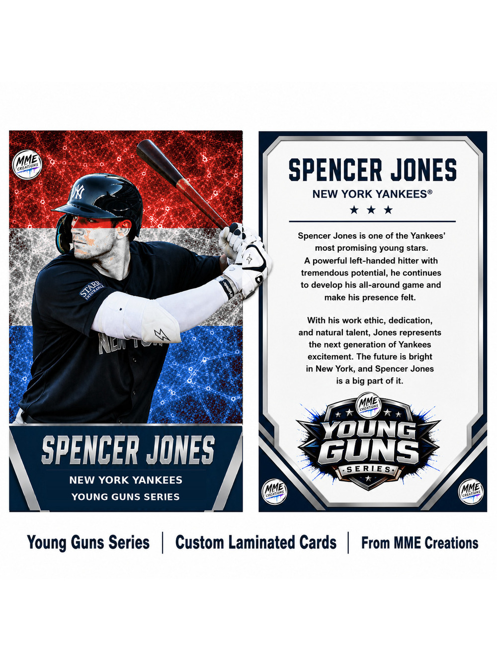 4228 Spencer Jones | Young Guns | Laminated Custom Baseball Card | R/W/B Ice